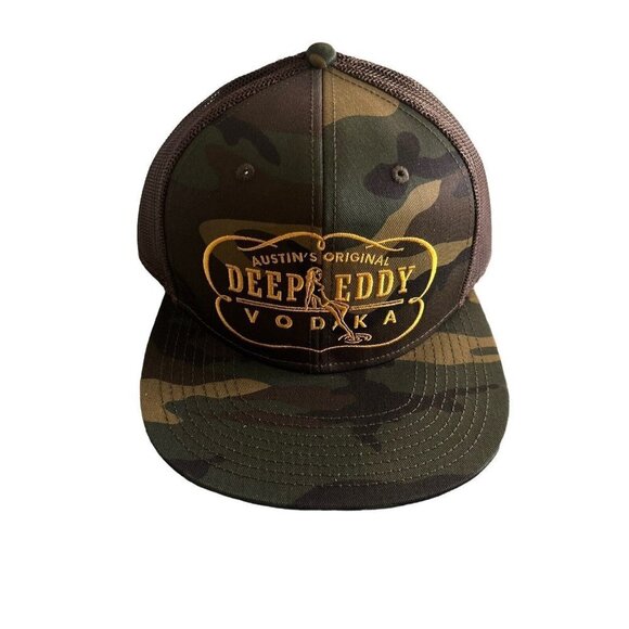 Deep Eddy Vodka Camo Mesh Trucker Snapback Hat Otto Brand Austin's Original NEW - Picture 1 of 6